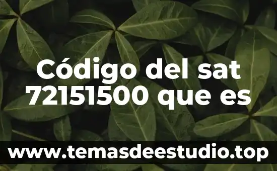 Que es el codigo 020 8 Código del sat 72151500 que es