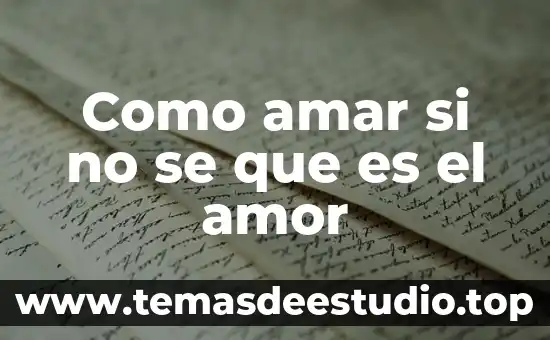 Como amar si no se que es el amor