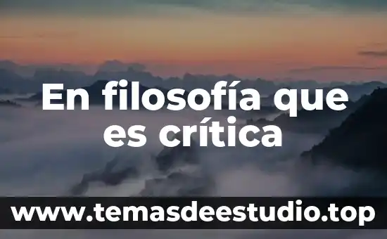 En filosofia que es mutable 3 En filosofía que es crítica