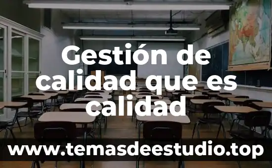 Gestión de calidad que es calidad