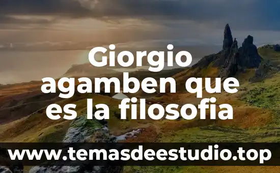 Qué es un logo en filosofía 3 Giorgio agamben que es la filosofia
