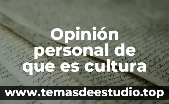 Opinión personal de que es cultura