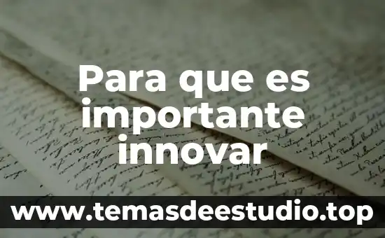 Para que es importante innovar