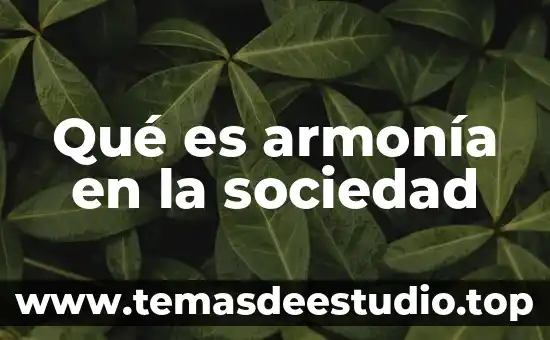 Que es armonia en ciencias sociales 7 Qué es armonía en la sociedad