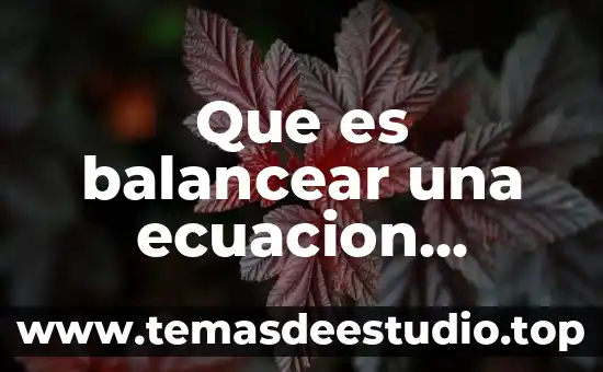 Qué es una ecuación diferencial concepto 7 Que es balancear una ecuacion quimica ejemplos