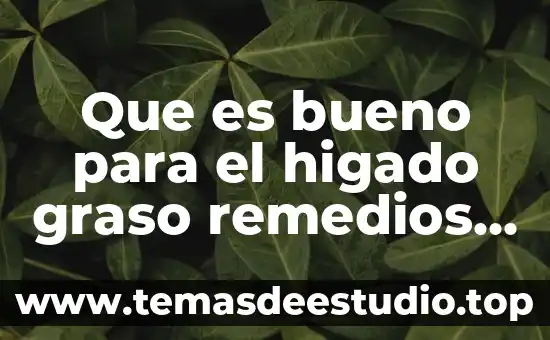 Que es bueno para el higado graso en niños 8 Que es bueno para el higado graso remedios caseros