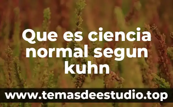 Que es ciencia normal segun kuhn