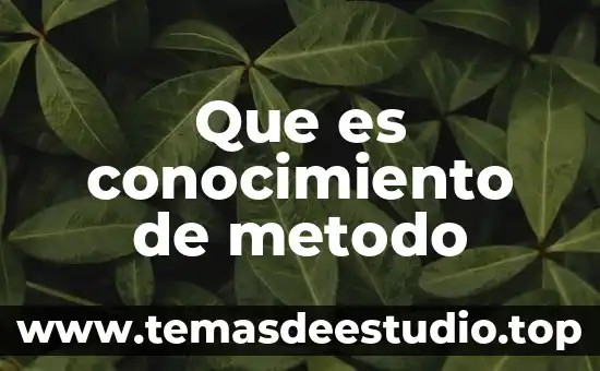 Que es conocimiento de metodo