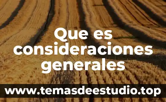 Que es consideraciones generales