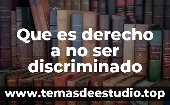 Que es derecho a no ser discriminado