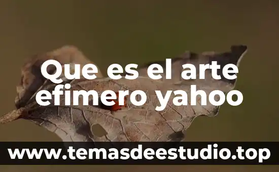 Que es el arte efimero yahoo