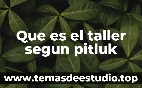 Que es un taller de procesamiento de alimentos 8 Que es el taller segun pitluk