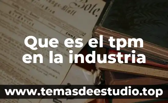 Que es la industria del acero 4 Que es el tpm en la industria