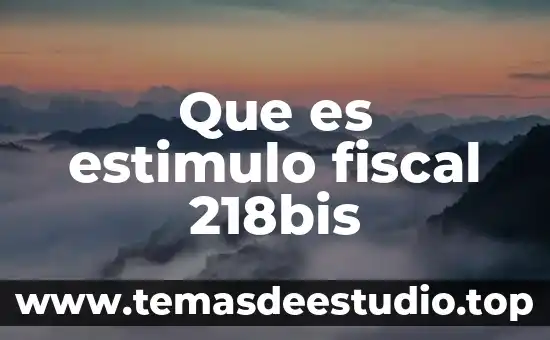 Qué es el estímulo personal 8 Que es estimulo fiscal 218bis