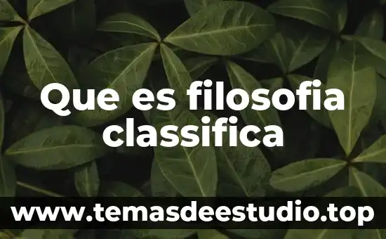 Que es filosofia classifica