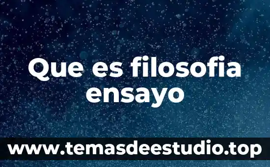 Que es filosofia ensayo