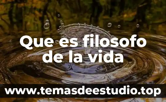 Que es filosofo de la vida