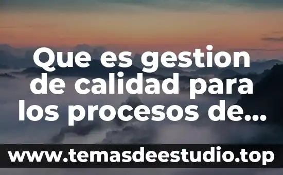 Que es gestion de calidad para los procesos de medicion