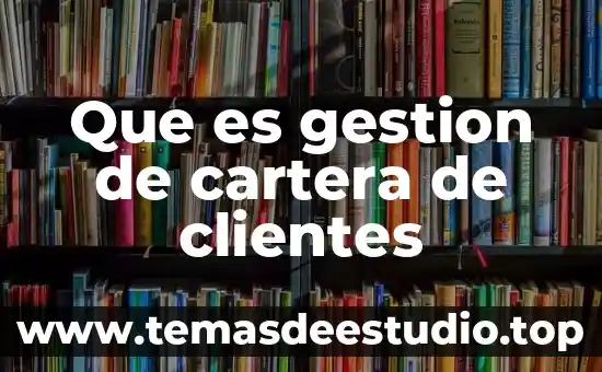 Que es gestion de cartera de clientes