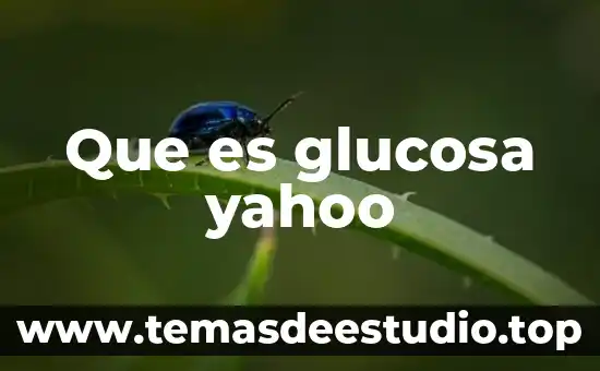 Que es glucosa yahoo