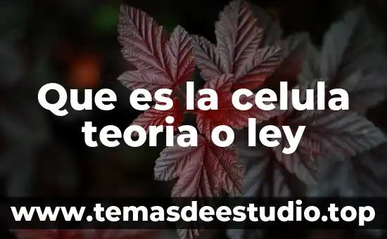 Que es la celula teoria o ley