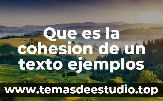 Que es una fuerza de cohesión 3 Que es la cohesion de un texto ejemplos