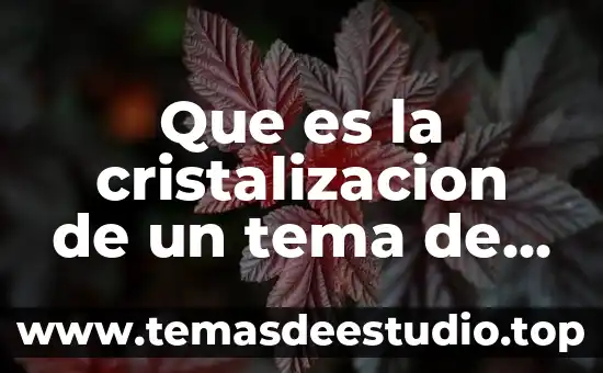 Que es la cristalizacion de un tema de chequeo medico