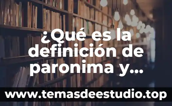 ¿Qué es la definición de paronima y paronimo?