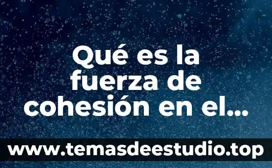 Que es una fuerza de cohesión 5 Qué es la fuerza de cohesión en el agua