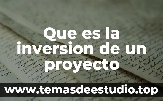 Que es la inversion de un proyecto