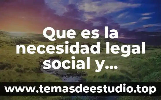 Que es la necesidad legal social y economica