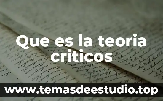 Que es la teoria criticos