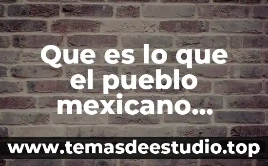 Cultura del pueblo que es 5 Que es lo que el pueblo mexicano espera del gobierno