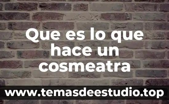 Que es hace inventario 3 Que es lo que hace un cosmeatra
