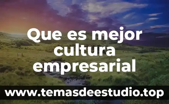 Que es mejor cultura empresarial