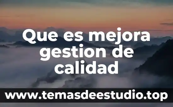 Que es mejora gestion de calidad