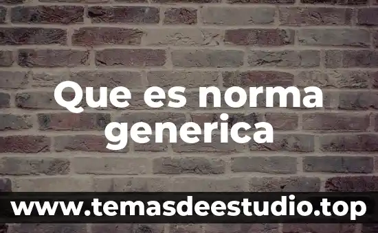 Que es una norma generica 6 Que es norma generica