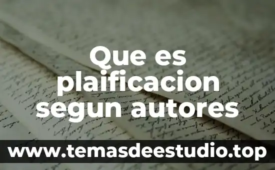 Que es plaificacion segun autores