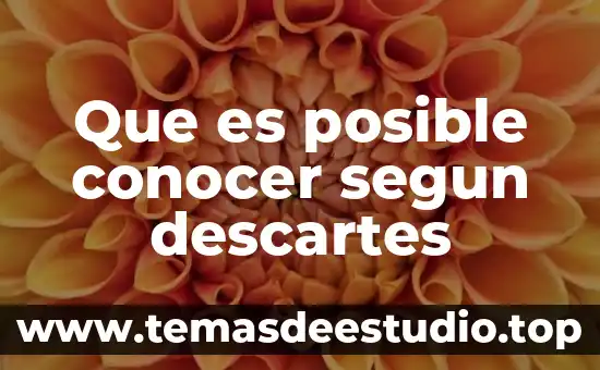 Qué es el pensamiento lógico matemático según autores 4 Que es posible conocer segun descartes