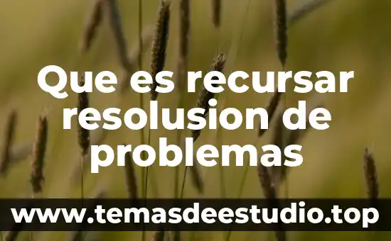 Que es recursar resolusion de problemas
