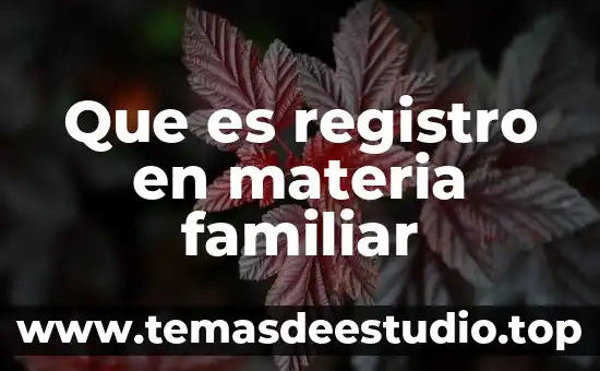 Que es contecsto familiar 6 Que es registro en materia familiar