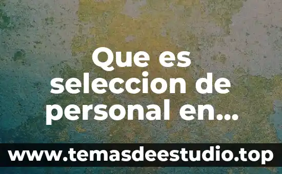 Que es seleccion de personal en talento humano