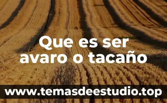 Que es ser avaro o tacaño