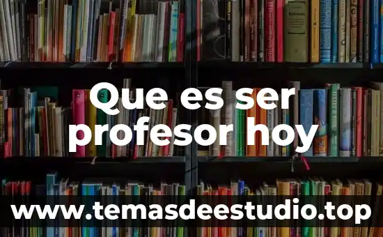 Que es ser profesor hoy