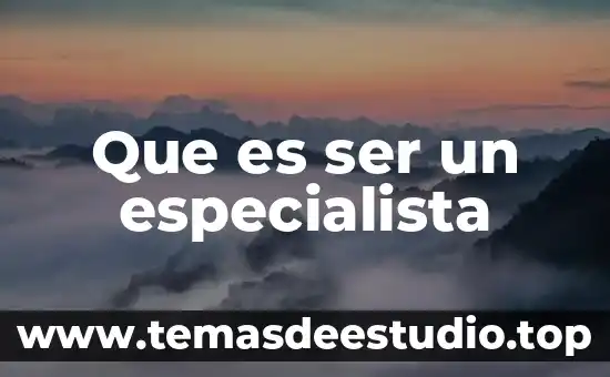 Especialista en proceso que es 5 Que es ser un especialista