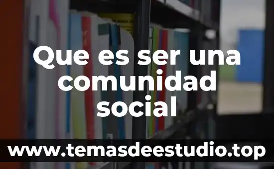 Que es ser una comunidad social