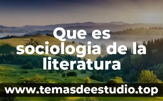 Que es sociologia de la literatura