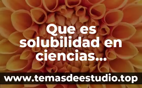 Que es solubilidad en ciencias naturales