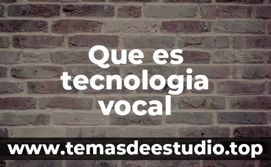 Que es tecnologia vocal