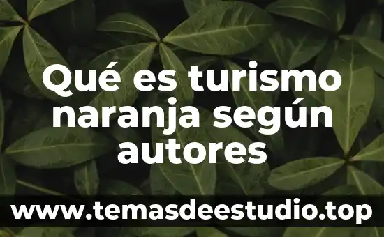 Qué es turismo naranja según autores